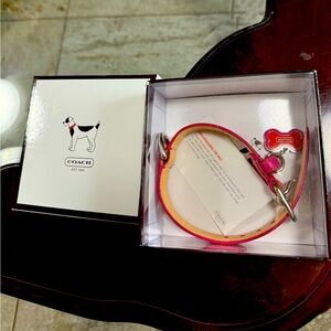 Coach leather XS small dog collar pink